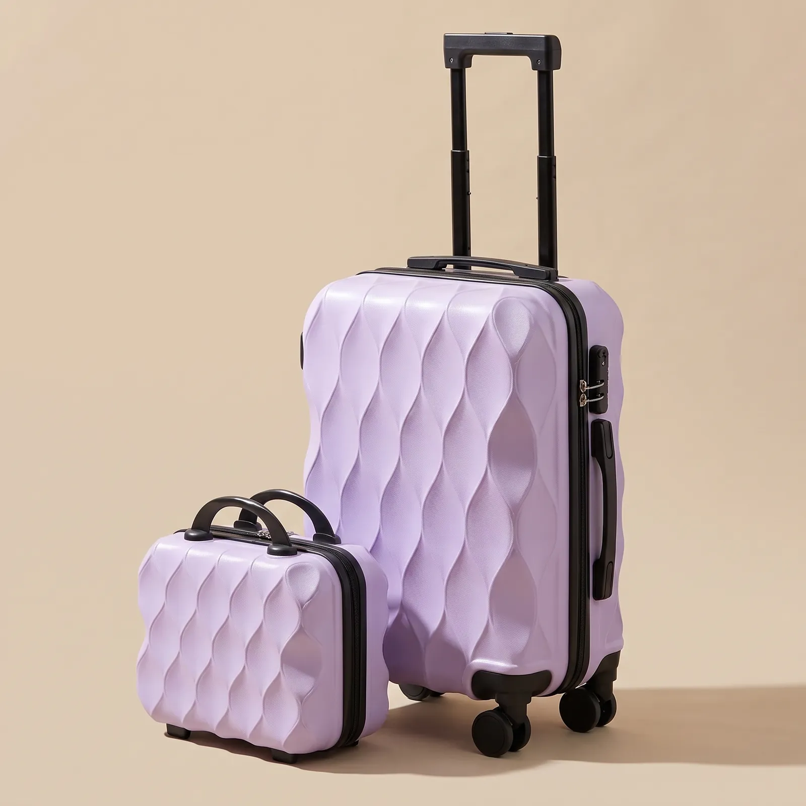 Lilac carry-on and vanity case
